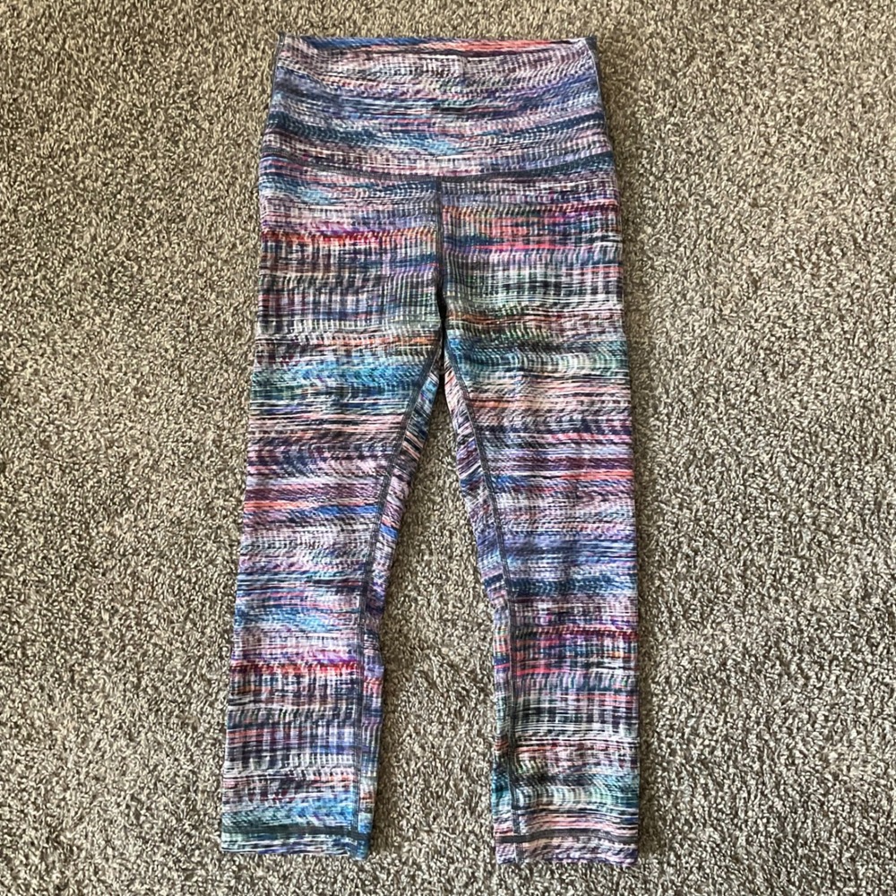 Lululemon Wunder Under High Rise Crop 21 Multicolor Printed Leggings Size 6